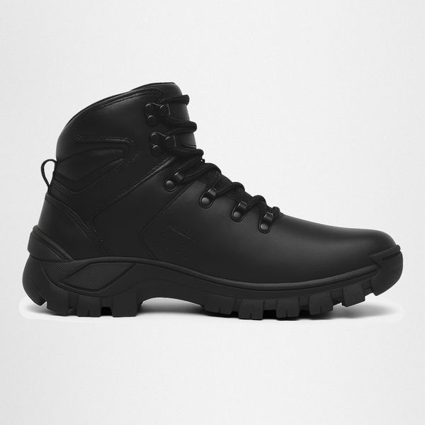 Bota Masculina Arizona em Couro Legítimo Cano Médio - Preto Liso