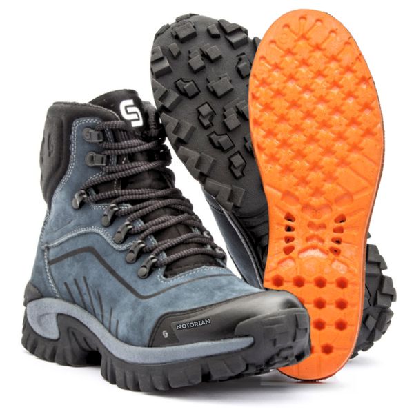 Bota Masculina Adventure Canyon em Couro Legítimo Biqueira Reforçada - Azul