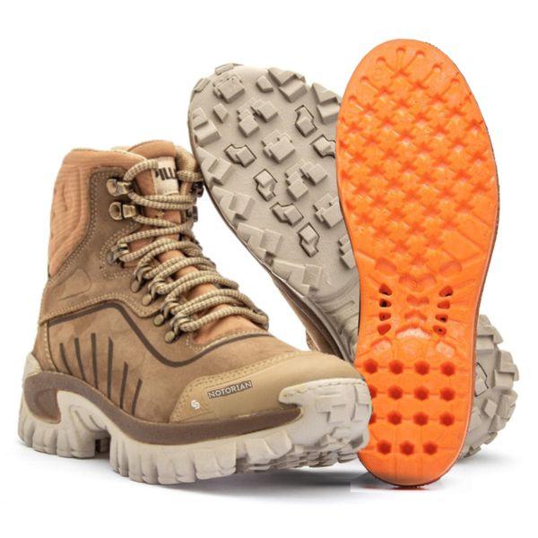 Bota Masculina Adventure Canyon em Couro Legítimo Biqueira Reforçada - Creme