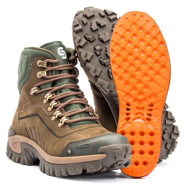 Bota Masculina Adventure Canyon em Couro Legítimo Biqueira Reforçada - Oliva