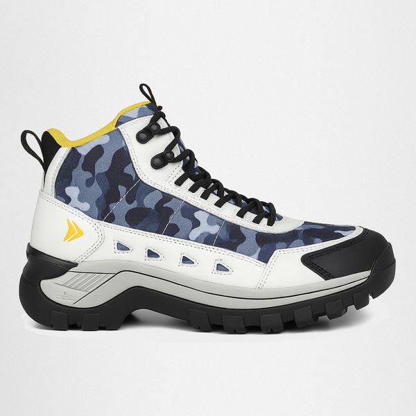 Bota Masculina Couro Legítimo Cano Médio - Camuflado/Branco