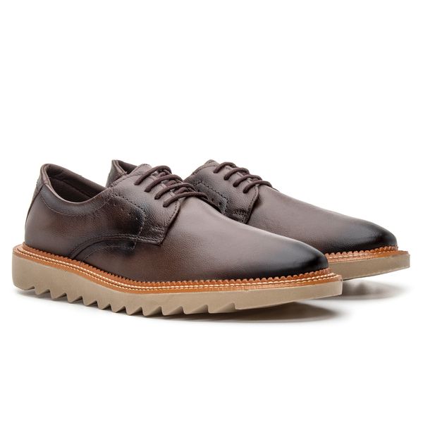 Sapato Loafer Tratorado Masculino Couro Ecológico - Café