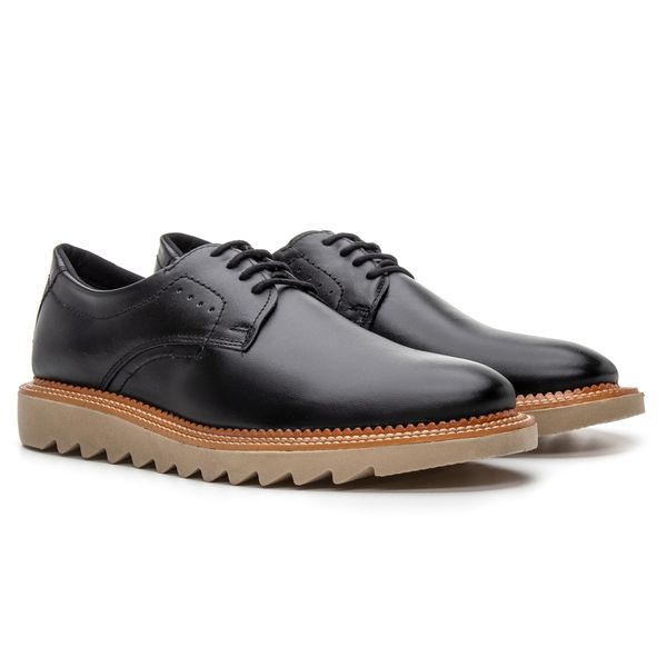 Sapato Loafer Tratorado Masculino Couro Ecológico - Preto