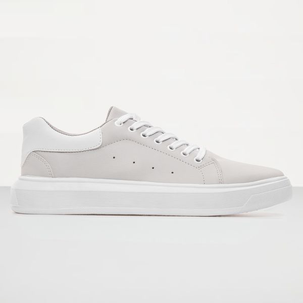 Tenis Masculino Casual Branco Sola Alta Oversize Macquen - Cinza