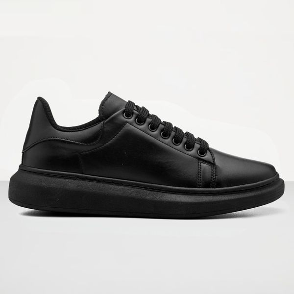 Tenis Masculino Casual Branco Sola Alta Oversize Macquen - Preto/Preto