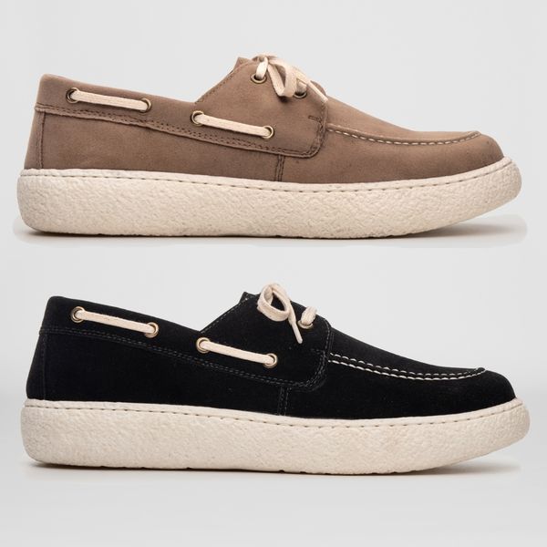 Kit 2 Pares Dockside Masculino Mexico Sola Alta em Couro - Areia + Preto