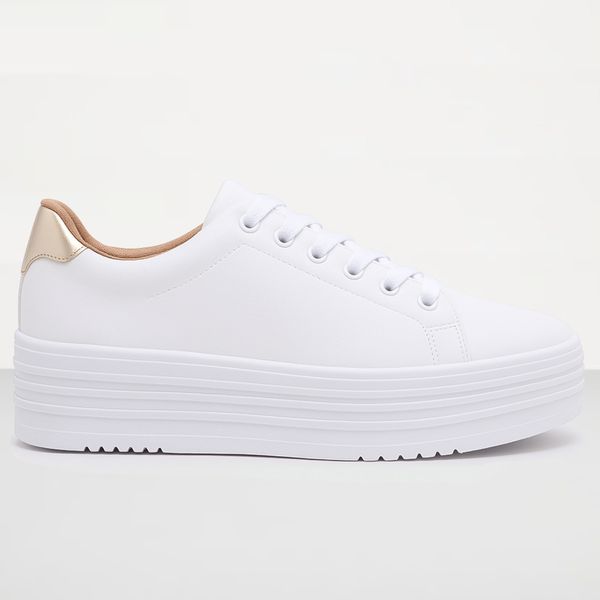Tênis Feminino Plataforma Sola 4cm - Branco