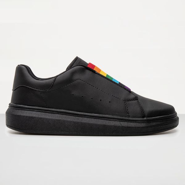 Sapatenis Casual Preto LGBTQI+ Bandeira Arco-íris - Preto