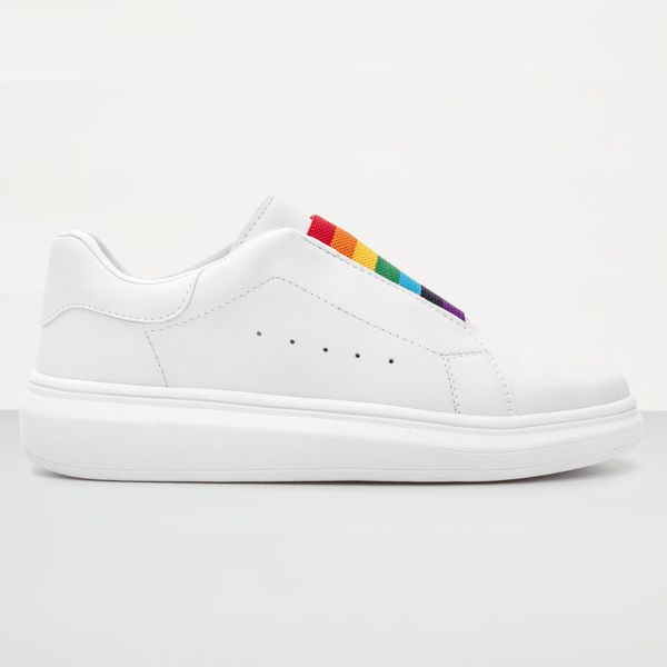 Sapatenis Casual Branco LGBTQI+ Bandeira Arco-íris - Branco