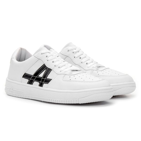 Tenis Masculino Estilo Skatista Casual Modelo Raze - Branco/Preto