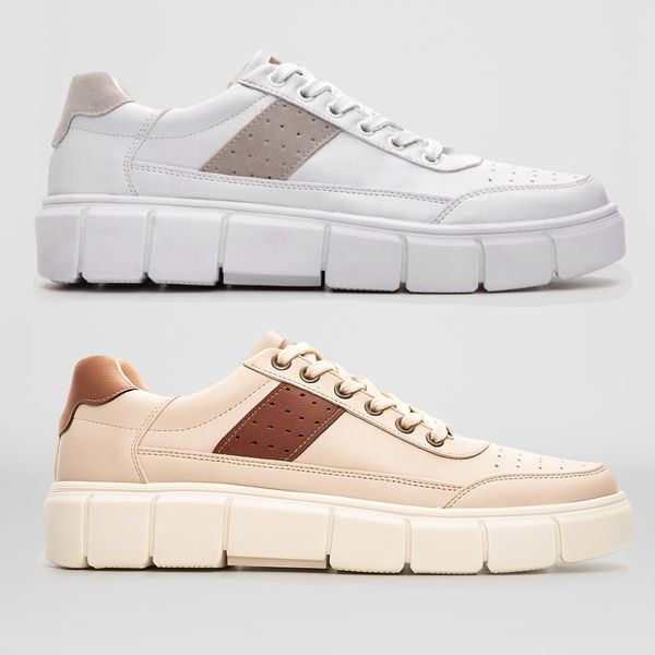 Kit 2 Pares de Tenis Oversized Sneaker Masculino - Branco e Nude