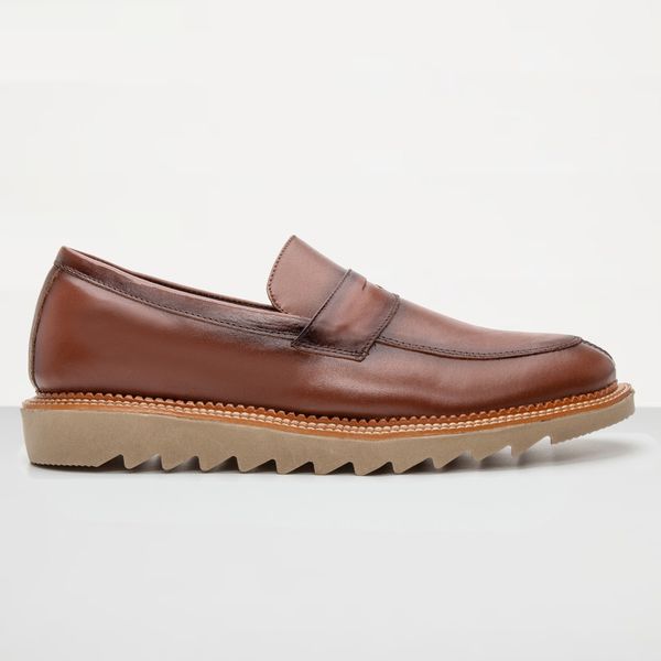 Mocassim Loafer Tratorado Masculino Couro Legitimo Premium - Avelã