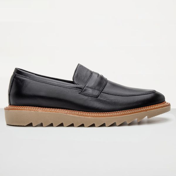 Mocassim Loafer Tratorado Masculino Couro Legitimo Premium - Preto