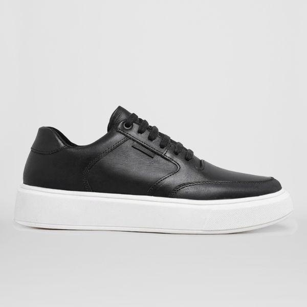 Tenis Masculino Casual Branco Sola Reta - Preto/Branco