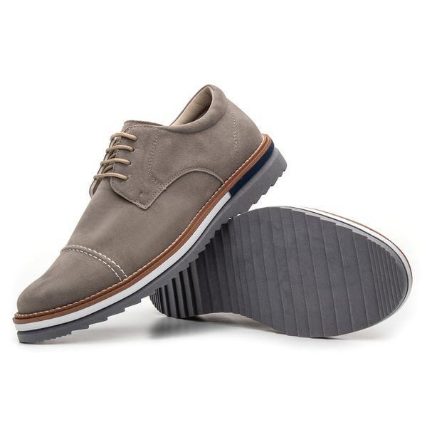 Oxford Masculino Sola Detalhe Loafer Derby em Camurca Cinza Atria Shoes
