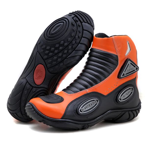 Bota Motociclista Slider Couro Legítimo -298 na cor laranja