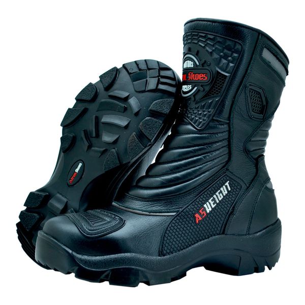 Bota Cano Alto Motociclismo Couro Legitimo 9cm De Altura 952