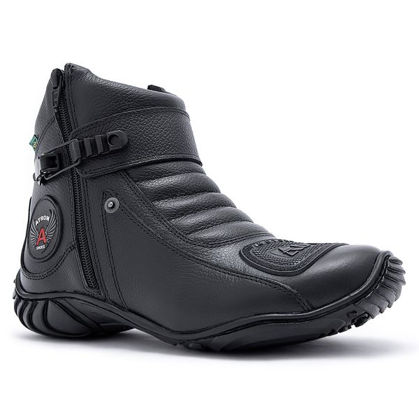 Bota motociclista de couro 271 semi impermeável Atron Shoes