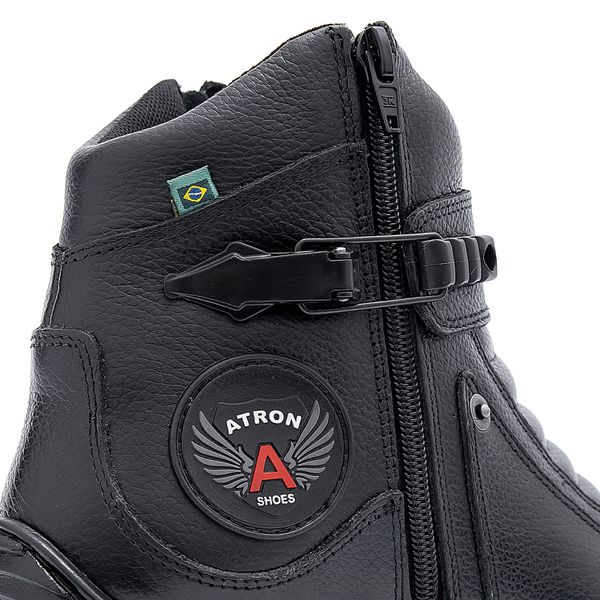Bota motociclista de couro 271 semi impermeável Atron Shoes