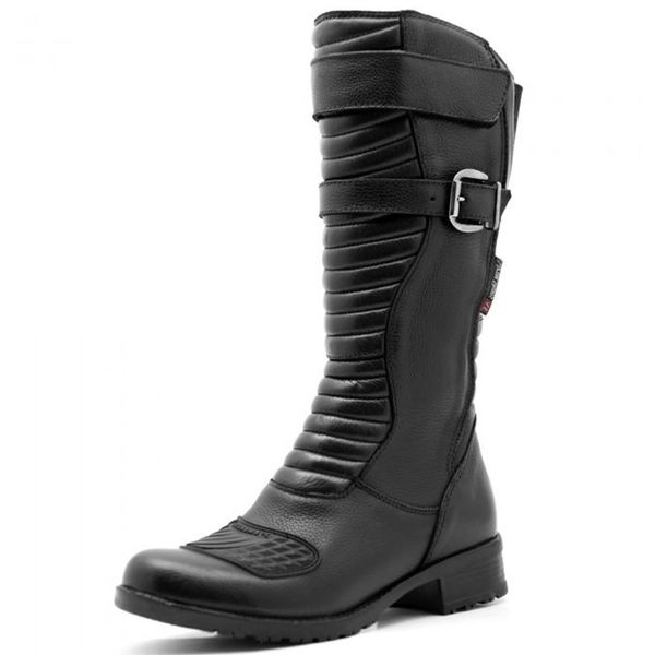 Bota motociclista feminina couro legítimo 9117