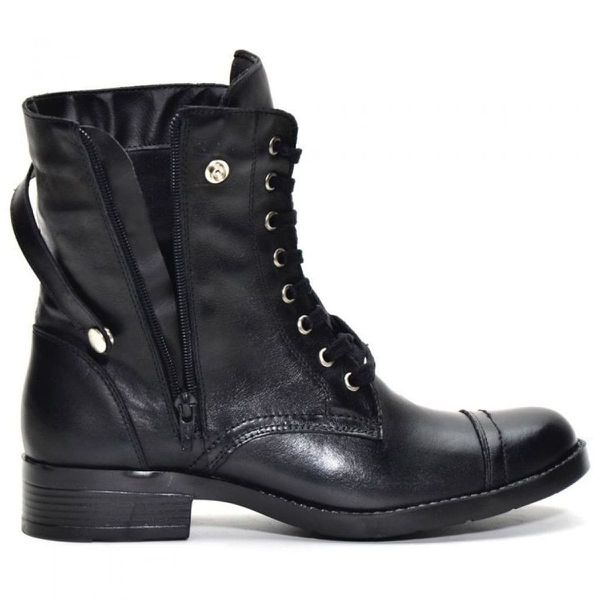 Bota Cano Médio Coturno Feminino Preto Couro Bota Feminina Coturno