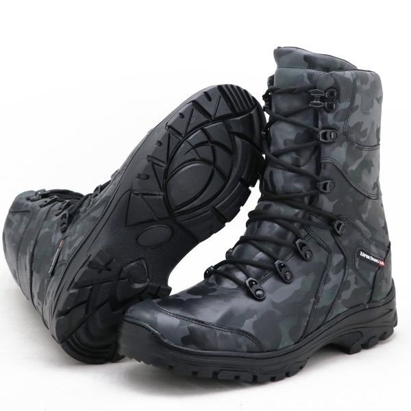 Bota camuflada em couro legítimo na cor cinza 293