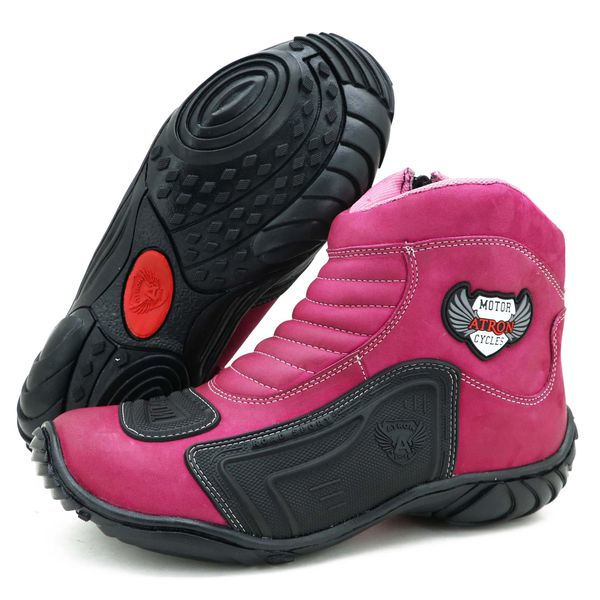 Bota para motociclista bordô com borracha 283