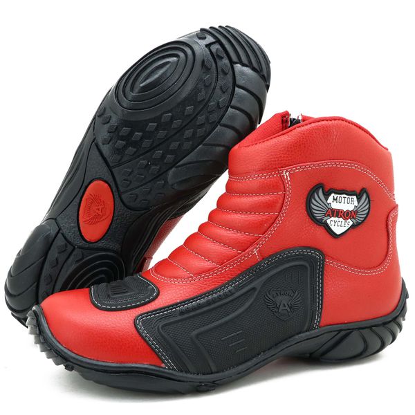 Bota para motociclista vermelha com borracha 283