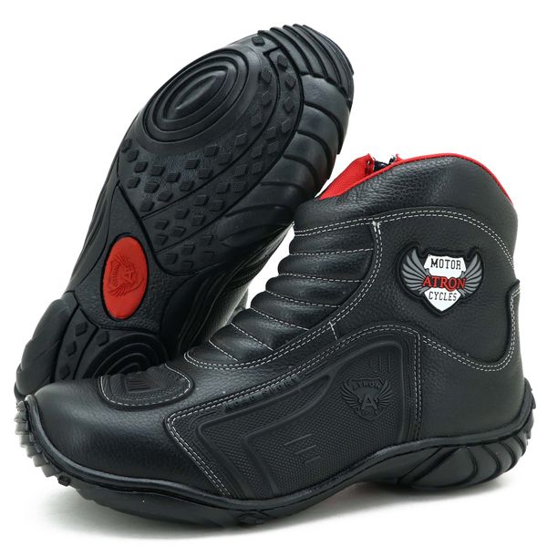 Bota para motociclista preta com borracha 283