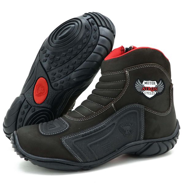 Bota para motociclista café com borracha 283