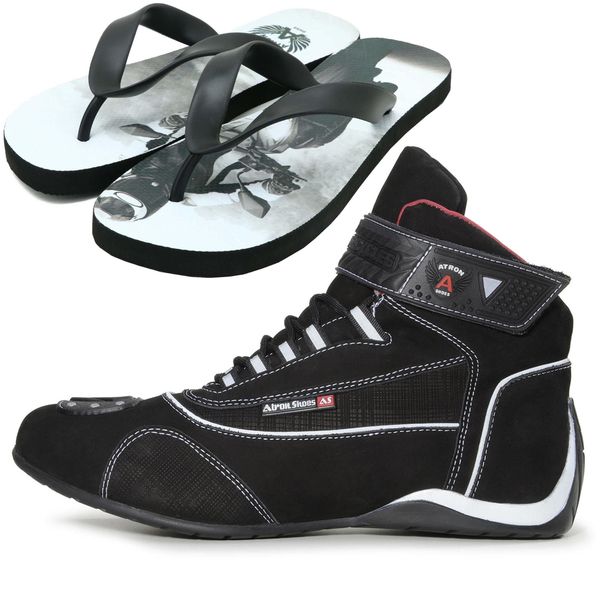 Tênis para motociclista esportivo e academia em couro legítimo 310 com chinelo Atron