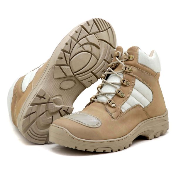 Coturno militar DUST Atron Shoes em couro legítimo na cor areia 245