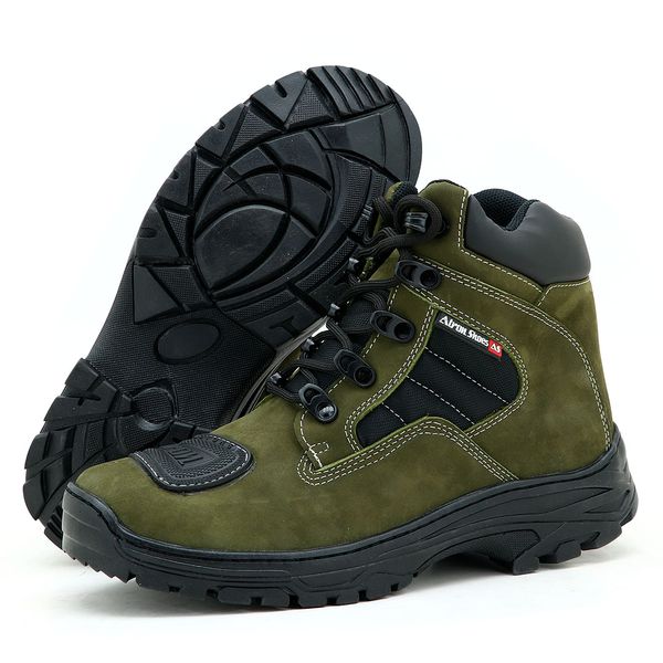 Bota motociclista e adventure Atron Shoes na cor verde oliva 245