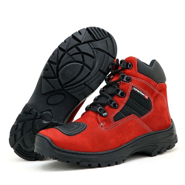 Bota adventure trekking motociclista Atron Shoes na cor Vermelha 245