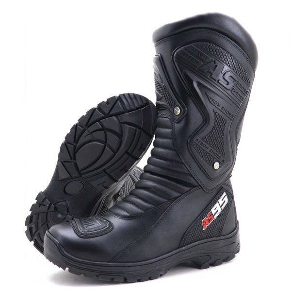 Bota Motociclista AS95-PRO em couro legítimo na cor preta 405 - LANÇAMENTO