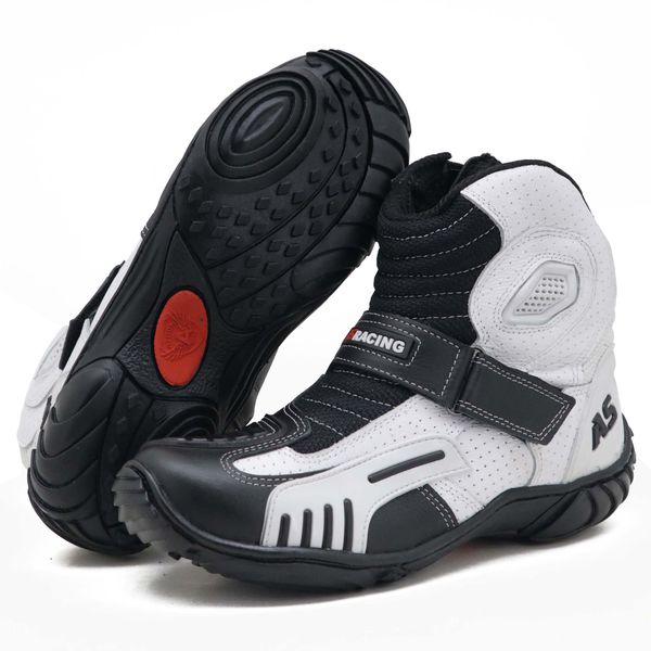 Bota motociclista AS-RACING em couro legítimo 