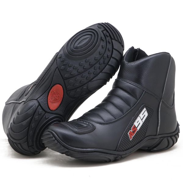 Bota motociclista semi-impermeável com refletivo nas cores preta 308