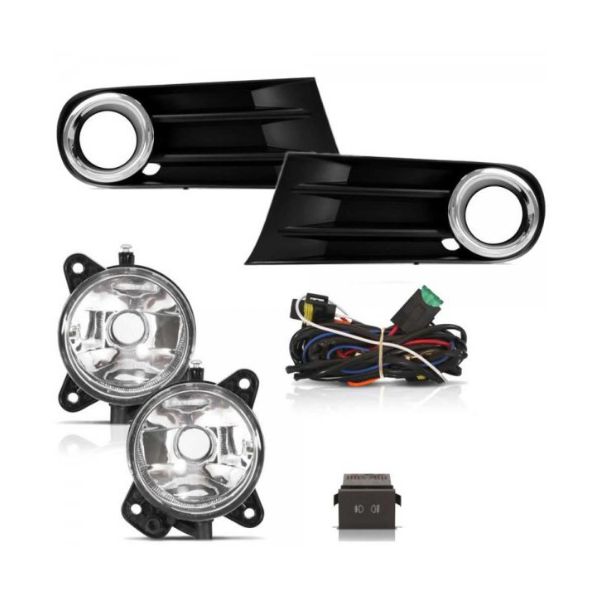 Kit Farol de Milha Gol G5 2009 a 2012 Moldura e Botão Original Suns