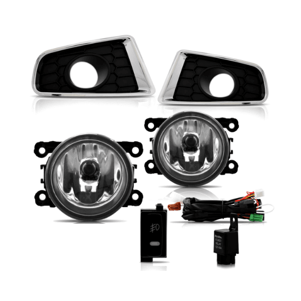 Kit Farol de Milha Sandero 2012 a 2014 Moldura e Botão Original Suns