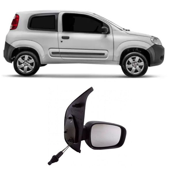 Retrovisor Novo Uno 2010 a 2015 2 Portas Direito Controle Retrovex