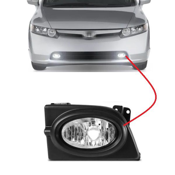 Farol de Milha Auxiliar Civic 2006 a 2008 Lado Motorista Rufato