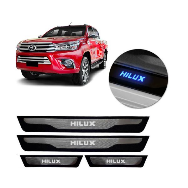 Soleira Porta Led Hilux 2016 a 2021 Aço Inox Escovado e Plástico Suits