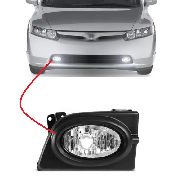 Farol de Milha Auxiliar Civic 2006 a 2008 Lado Passageiro Rufato