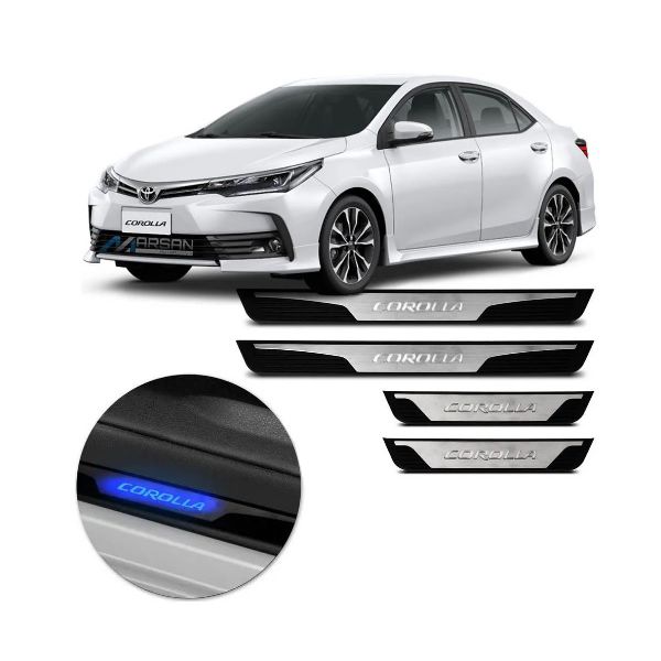 Soleira Porta Led Corolla 2014 a 2019 Aço Inox Escovado e Plástico Suits