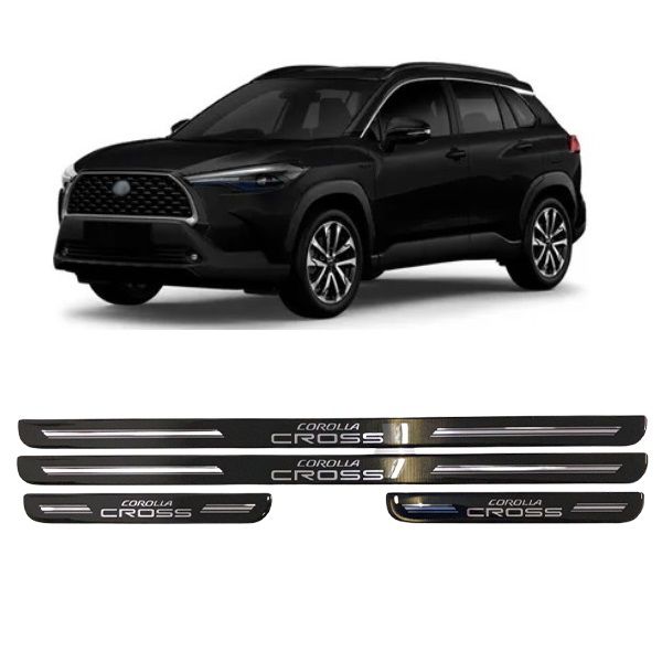 Soleira Porta Corolla Cross 2021/ Resinado Preto Com Blackout URA