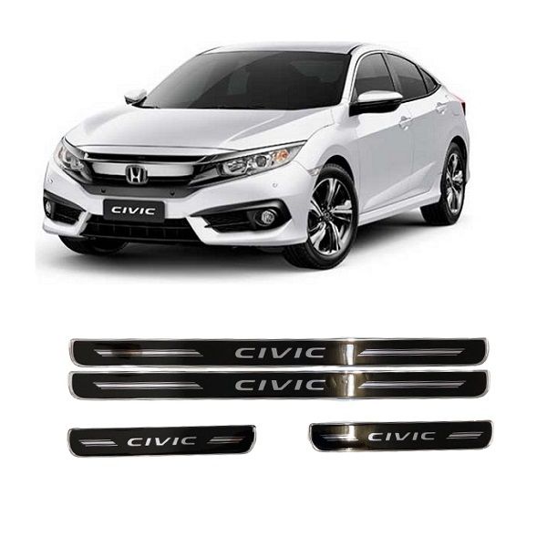 Soleira Porta Civic G10 Resinado Premium Preto URA