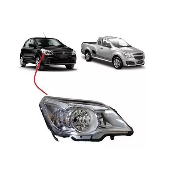 Farol Agile 2009 a 2013 e Montana 2009 a 2016 Mascara Cromada Direito