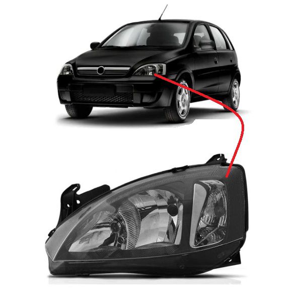 Farol Corsa/ Montana 2008 a 2012 Mascara Negra Esquerdo