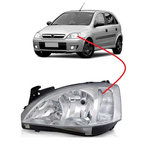 Farol Corsa G2 Montana G1 2003 a 2012 Mascara Cromada Esquerdo