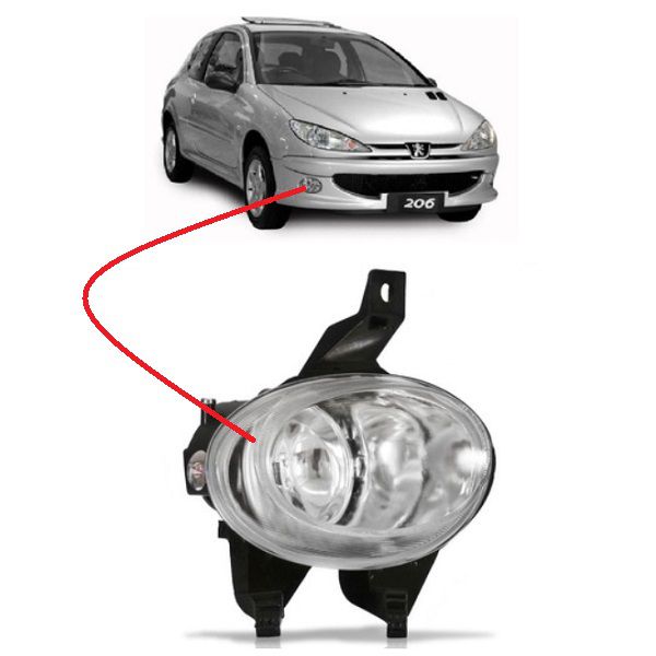 Farol de Milha Auxiliar Peugeot 206 1998 a 2003 Direito